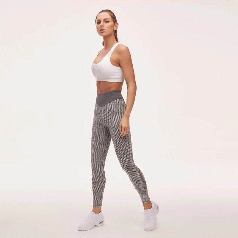 CHRLEISURE-Calça de ioga cintura alta sem costura, roupa respirável para academia, exercícios, flexões, para mulher